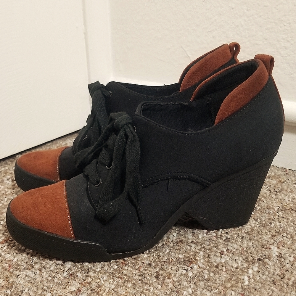 Chic Mixed Media Sneaker Wedges